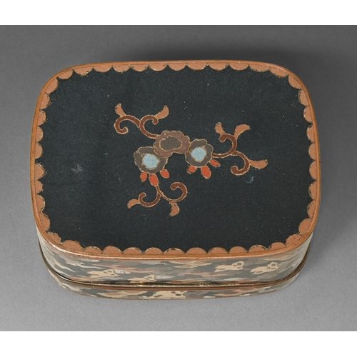 393 - A Japanese cloisonne enamel box and cover, Meiji period, enamelled with chrysanthemums on a trellis,... 