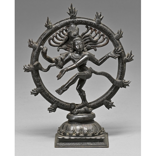 457 - An Indian bronze sculpture of Shiva Nataraja, Mandalay, 19th / 20th c, 26cm h