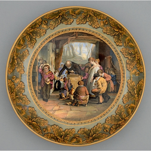 581 - An F & R Pratt colour-printed dish, c1860, with The Last In, signed in the engraving W MULREADY ... 