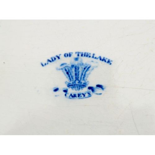 584 - A Thomas and John Carey blue printed earthenware Lady of the Lake pattern meat dish, c1830-1842, 49c... 