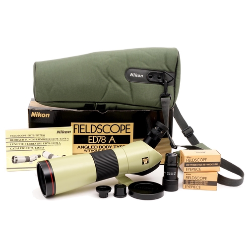 912 - Bird watching. A Nikon Fieldscope,  Model ED78A, boxed with two eyepieces and shoulder bag... 