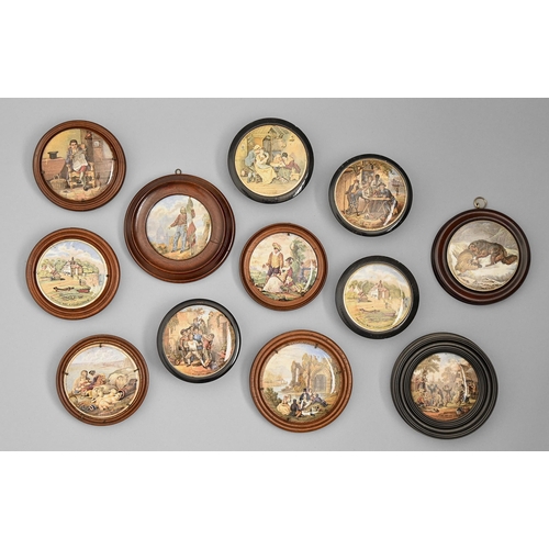 921 - Twelve Victorian colour printed pot lids, the subjects including Garibaldi, The Snow Drift and Pegwe... 