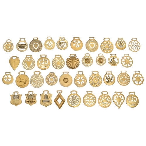 941 - Thirty-eight horse brasses,  mainly Victorian and early 20th c,  including RSPCA London Cart Horse 1... 