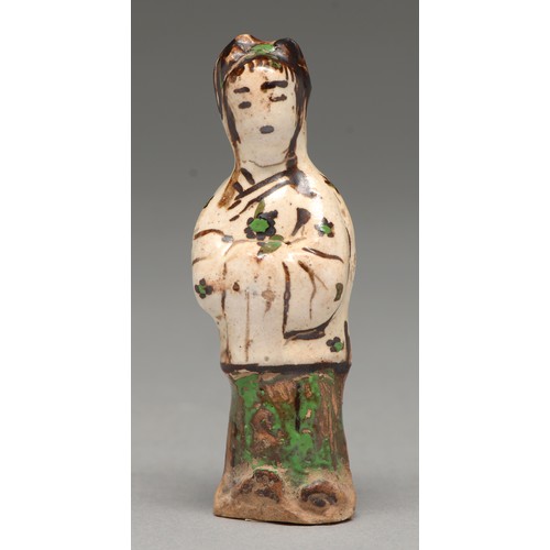 310 - A Chinese Cizhou ware miniature figure of a woman, Song dynasty, 12th c, 95mmProvenance: Cotterill C... 