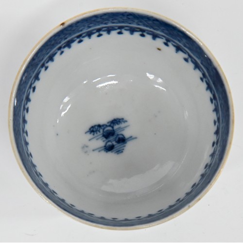 114 - Eleven Chinese blue and white export porcelain coffee and other cups and saucers, 18th and early 19t... 