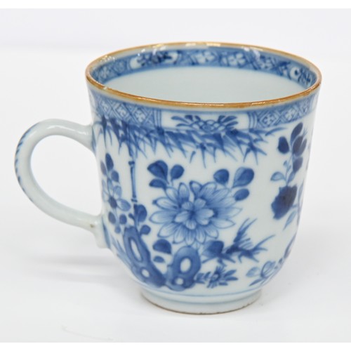 114 - Eleven Chinese blue and white export porcelain coffee and other cups and saucers, 18th and early 19t... 