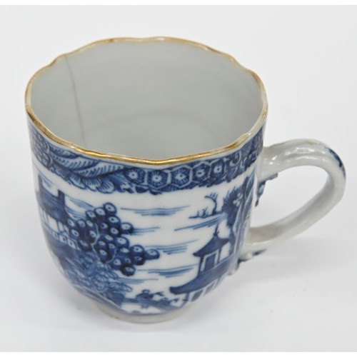 114 - Eleven Chinese blue and white export porcelain coffee and other cups and saucers, 18th and early 19t... 