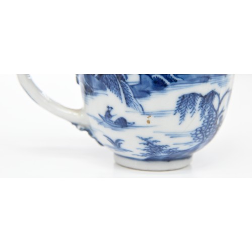 114 - Eleven Chinese blue and white export porcelain coffee and other cups and saucers, 18th and early 19t... 