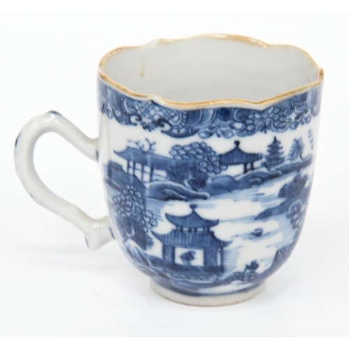 114 - Eleven Chinese blue and white export porcelain coffee and other cups and saucers, 18th and early 19t... 