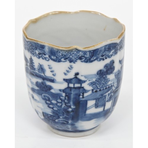 114 - Eleven Chinese blue and white export porcelain coffee and other cups and saucers, 18th and early 19t... 