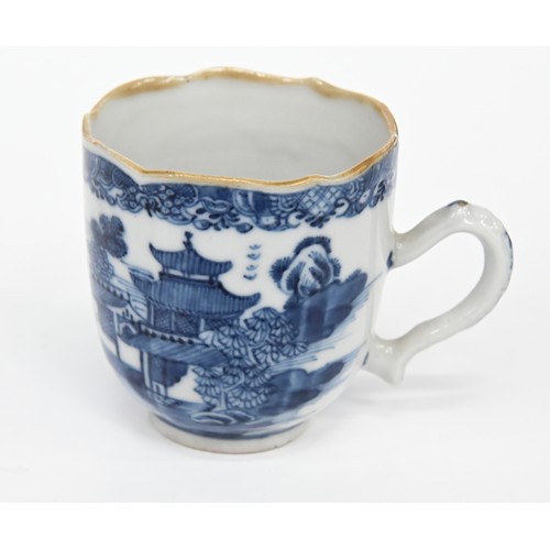 114 - Eleven Chinese blue and white export porcelain coffee and other cups and saucers, 18th and early 19t... 