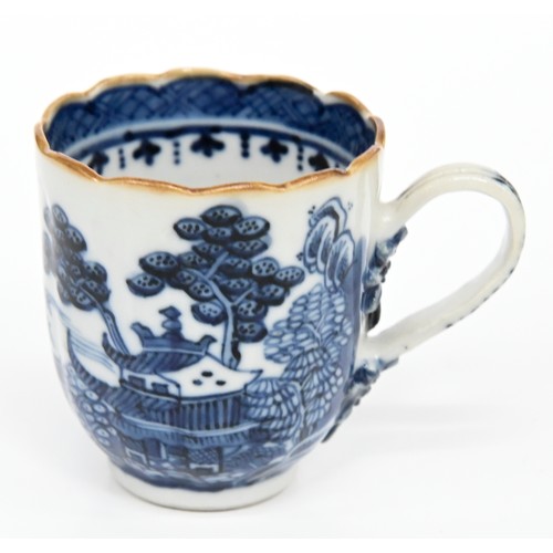 114 - Eleven Chinese blue and white export porcelain coffee and other cups and saucers, 18th and early 19t... 