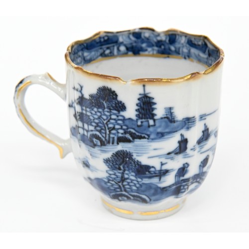 114 - Eleven Chinese blue and white export porcelain coffee and other cups and saucers, 18th and early 19t... 