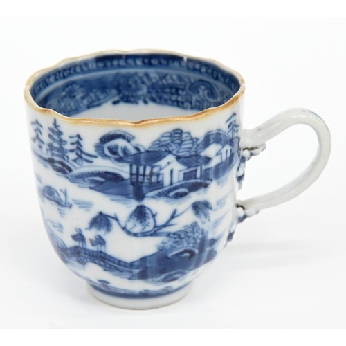 114 - Eleven Chinese blue and white export porcelain coffee and other cups and saucers, 18th and early 19t... 