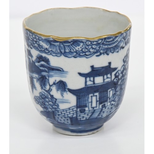 114 - Eleven Chinese blue and white export porcelain coffee and other cups and saucers, 18th and early 19t... 