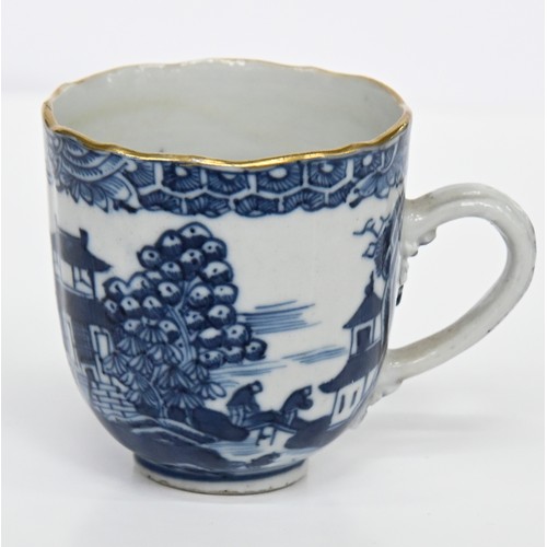 114 - Eleven Chinese blue and white export porcelain coffee and other cups and saucers, 18th and early 19t... 