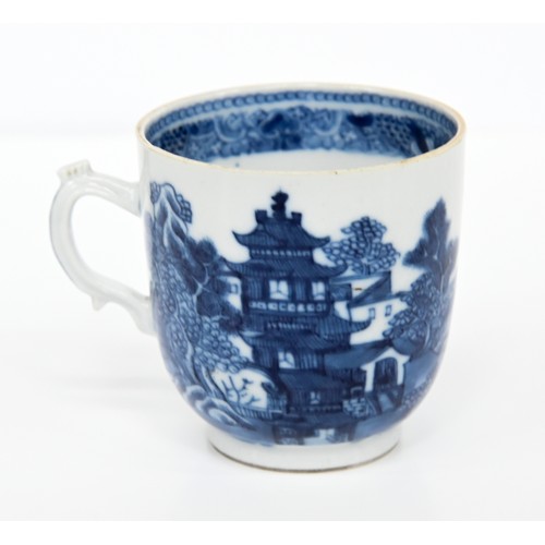 114 - Eleven Chinese blue and white export porcelain coffee and other cups and saucers, 18th and early 19t... 