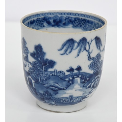 114 - Eleven Chinese blue and white export porcelain coffee and other cups and saucers, 18th and early 19t... 