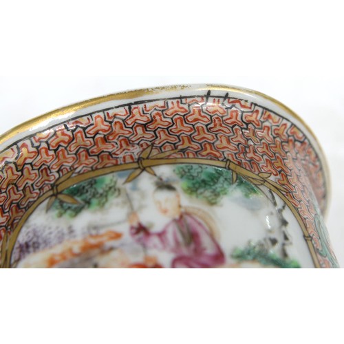 280 - A Chinese famille rose vase, c1770, enamelled and with 'mandarin' scenes in gilt bamboo frames reser... 