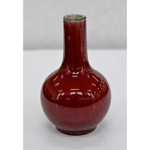 189 - Two Chinese flambe glazed vases, 20th c, the glaze thinning from the neck and pooling slightly aroun... 