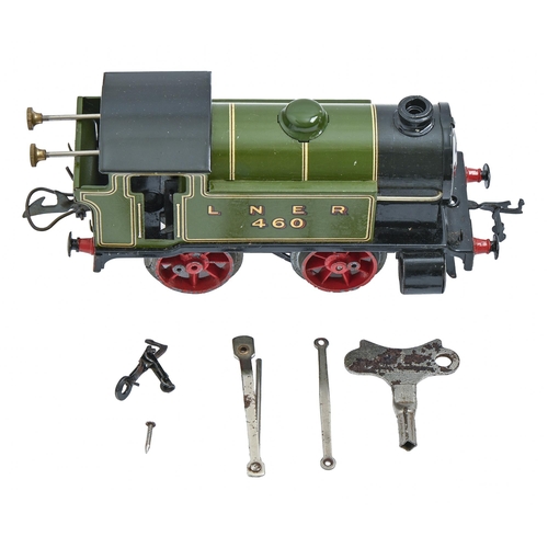 855 - A Hornby 'O' gauge clockwork M3 tank locomotive in unusually good condition, with green card label, ... 