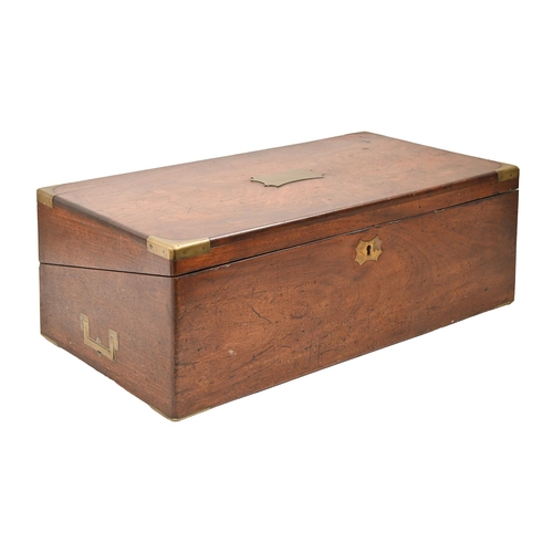 914 - A Victorian brass mounted mahogany writing box, with fitted interior and flush handles, 53cm l... 