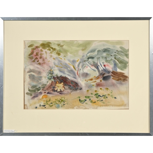 1124 - Edwin Smith (1912-1971) - Abstract Landscape with Trees, inscribed and titled label, watercolour, 31... 