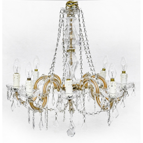 1156 - A pair of Victorian style cut and moulded glass eight branch chandeliers, 65cm diam