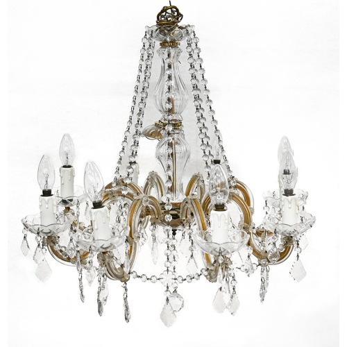 1156 - A pair of Victorian style cut and moulded glass eight branch chandeliers, 65cm diam