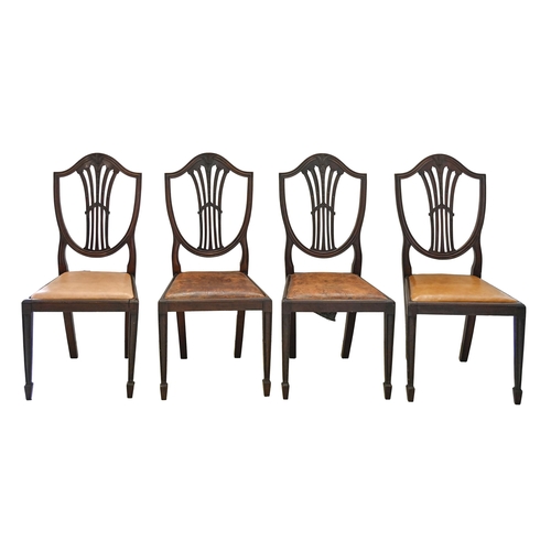 1241 - A set of eight Victorian mahogany dining chairs, on square tapering front legs with pierced wheatshe... 