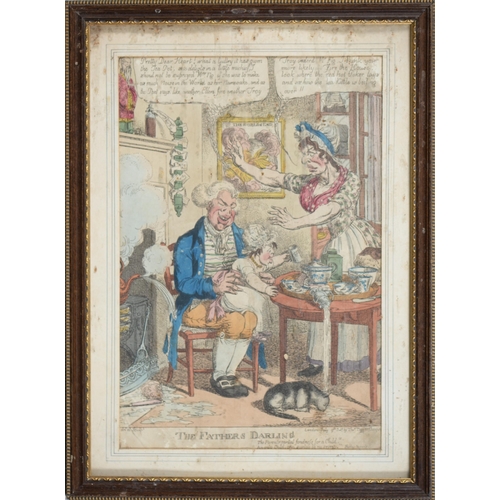 1017 - Charles William (d.1830) - The Father's Darling, etching in contemporary hand colouring, published b... 