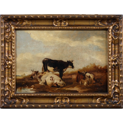 1022 - Follower of Thomas Sidney Cooper - Cattle by a Stream, oil on canvas, 24 x 34.5cm