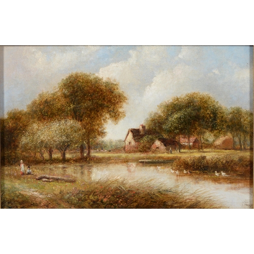 1026 - Joseph Thors (1835-1884) – River Scene; Driving Sheep, a pair, both signed, oil on canvas, 19 ... 