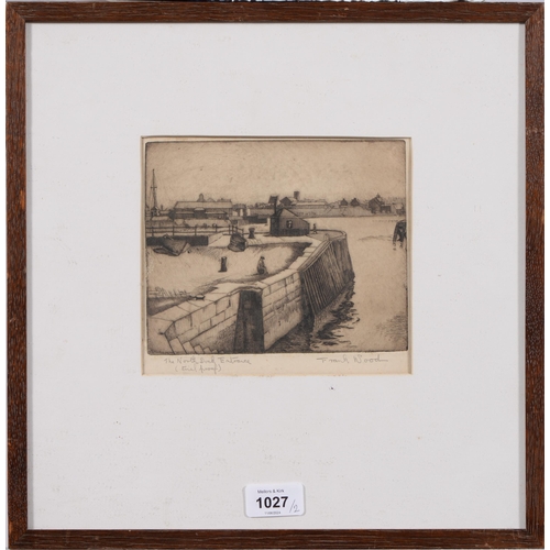 1027 - Frank Wood, early-mid 20th c - The North Dock Entrance, signed and titled in pencil, inscribed (tria... 