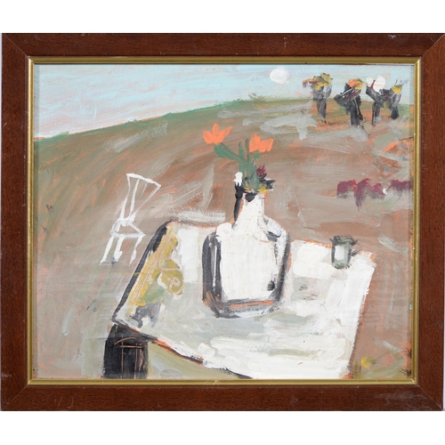 1029 - Modern British School - Newlyn Garden, inscribed verso, oil on hardboard, 24.5 x 29.5cm... 