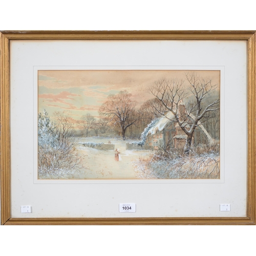 1034 - William Bidwell Henley (1839-1887) – Winter, signed, watercolour, 26 x 43cm