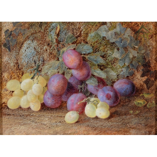 1043 - Vincent Clare (1855-1930) – Still Life with Plums; Still Life with Flowers, a pair, both signed, oil... 