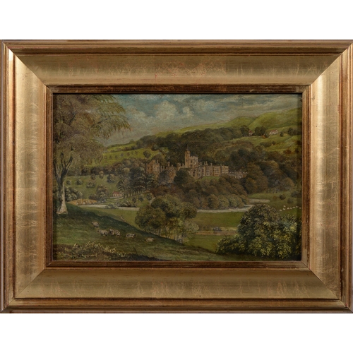 1044 - English School, late 19th/early 20th c - Haddon Hall, near Bakewell, Derbyshire, oil on canvas, 21.5... 