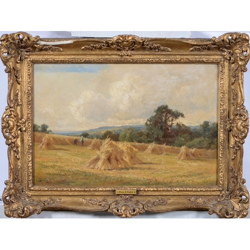 1047 - Henry Hillingford Parker (1858-1930) - Haymaking, signed, signed again and inscribed Midgham Berkshi... 