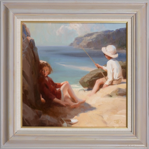 1053 - John Richard Townsend (1930-2013) - Children in a Sandy Cove,  signed with initials, signed again an... 