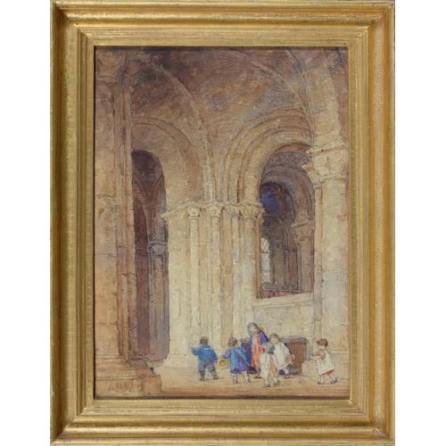 1054 - Thurston Laidlaw Shoosmith  (1865-1933) - A Party of School Children in an Abbey, signed with initia... 