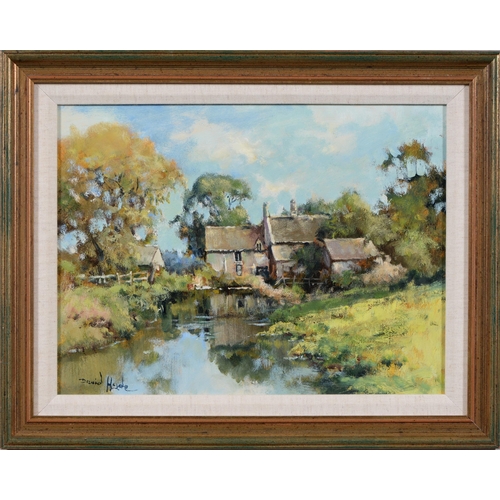 1055 - David Hyde (1947-) - The Mill Pond, signed, oil on board, 29.5 x 39cm