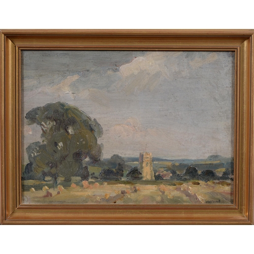 1056 - George Herbert Buckingham Holland (1901-1987) - A Cotswold Church; Rolling Landscape; Street scene, ... 