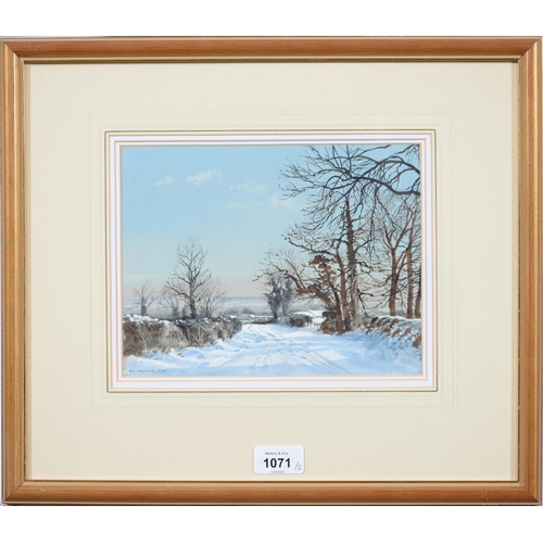 1071 - Peter Newcombe (1943-) Winter near Adstone; Wooded Valley Preston Capes,  two, both signed and dated... 