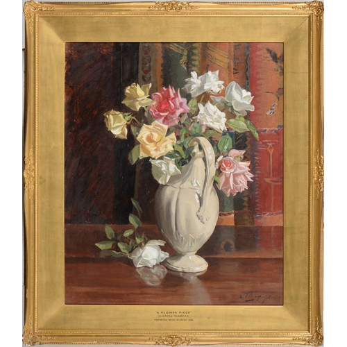 1080 - Algenon Talmage RA (1871-1939) - Flower-Piece,  signed and dated ' 35, signed again and inscribed wi... 