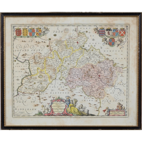 1083 - Map. Joan Blaeu - Northamptonshire,  double page engraving 1645 or later, hand coloured, 41 x 50.5, ... 