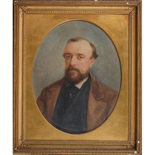 1099 - English School, late 19th c - Portrait of Thomas Banting, bust length in a brown coat, oil on canvas... 