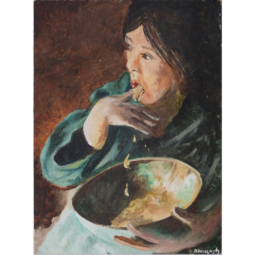 1101 - Stephen Darragh (Irish; b. 1963) - Eating Cake Mixture, signed, inscribed and dated Oct' 87 to verso... 