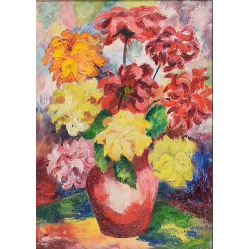 1118 - Donald Bain (1904-1979) - Vase of Flowers, signed, signed again and dated 1944 verso, oil on canvas,... 