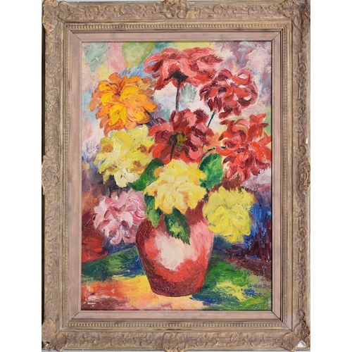 1118 - Donald Bain (1904-1979) - Vase of Flowers, signed, signed again and dated 1944 verso, oil on canvas,... 